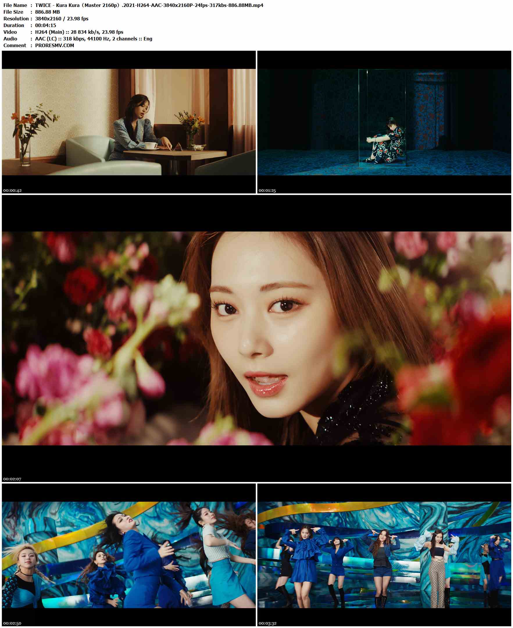 TWICE - Kura Kura（Master 2160p）.2021-H264-AAC-3840x2160P-24fps-317kbs-886.88MB官方MV_高清MV